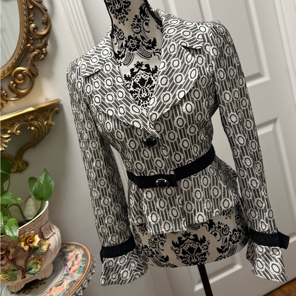 Vintage Ce Classiques Entier Blazer Jacket White and Black with Black